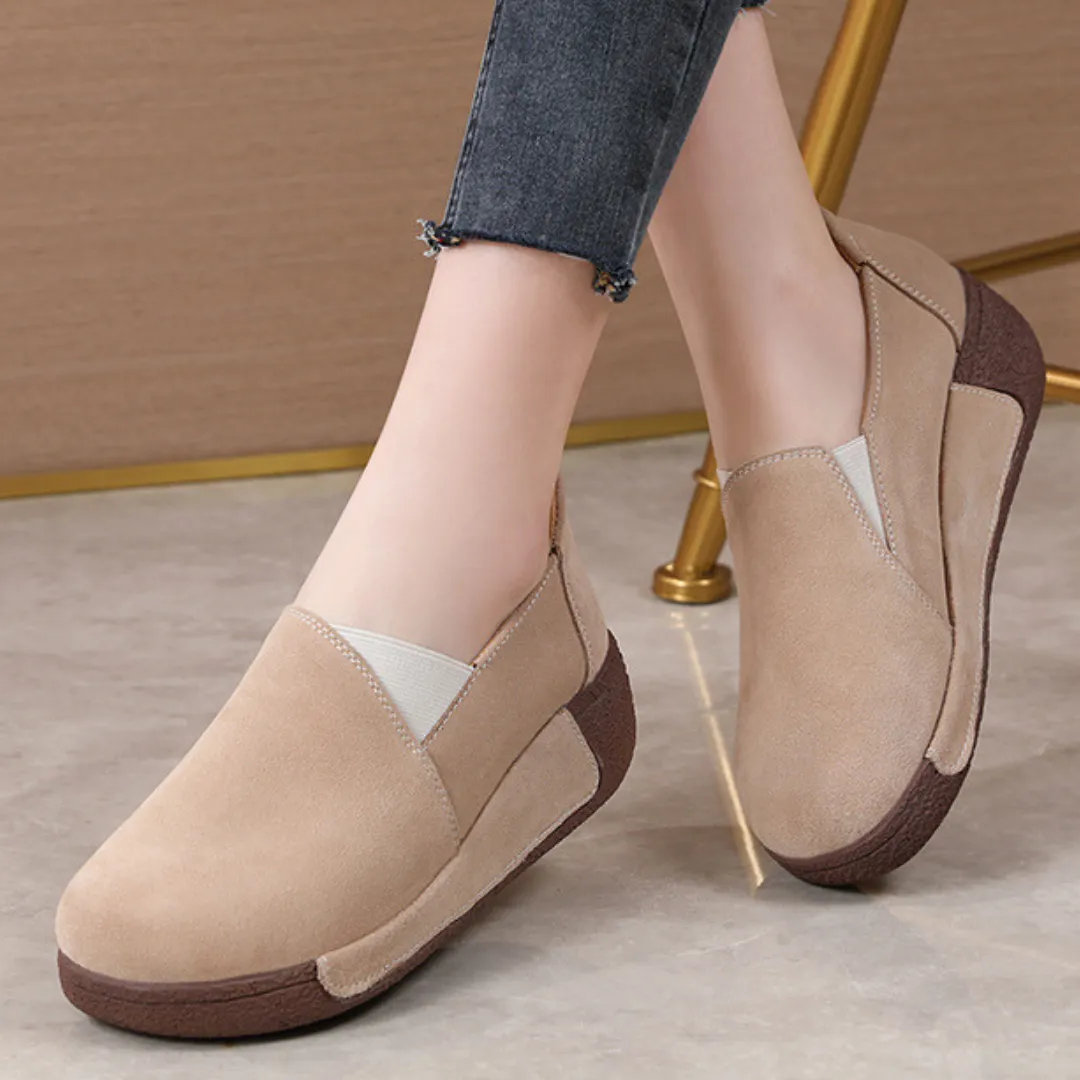 OCW Orthopedic Women Shoes Suede Leather Comfortable Wedge Loafers Alden Shoes Loafers