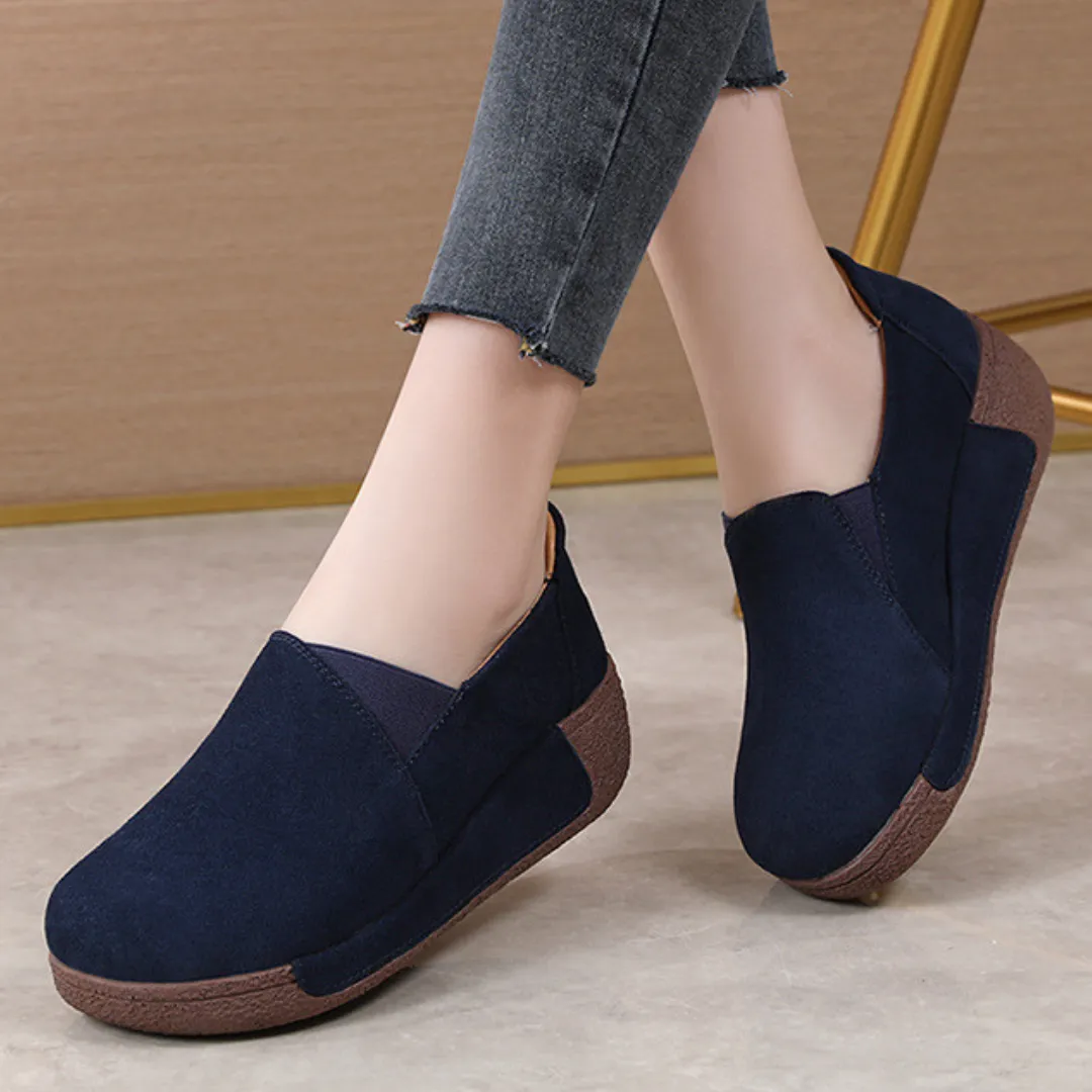 OCW Orthopedic Women Shoes Suede Leather Comfortable Wedge Loafers Formal Loafers Shoes