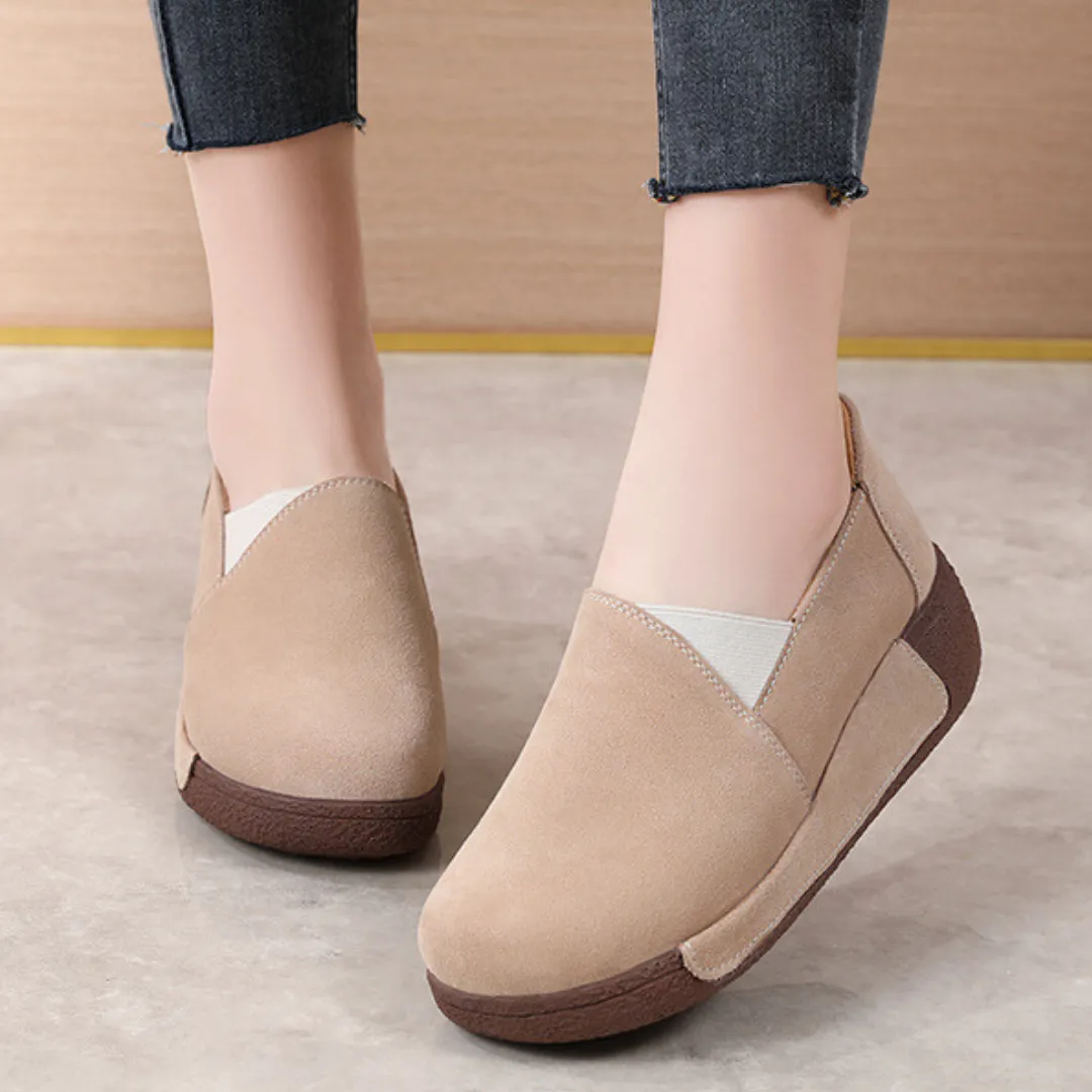 OCW Orthopedic Women Shoes Suede Leather Comfortable Wedge Loafers 1901 Loafers