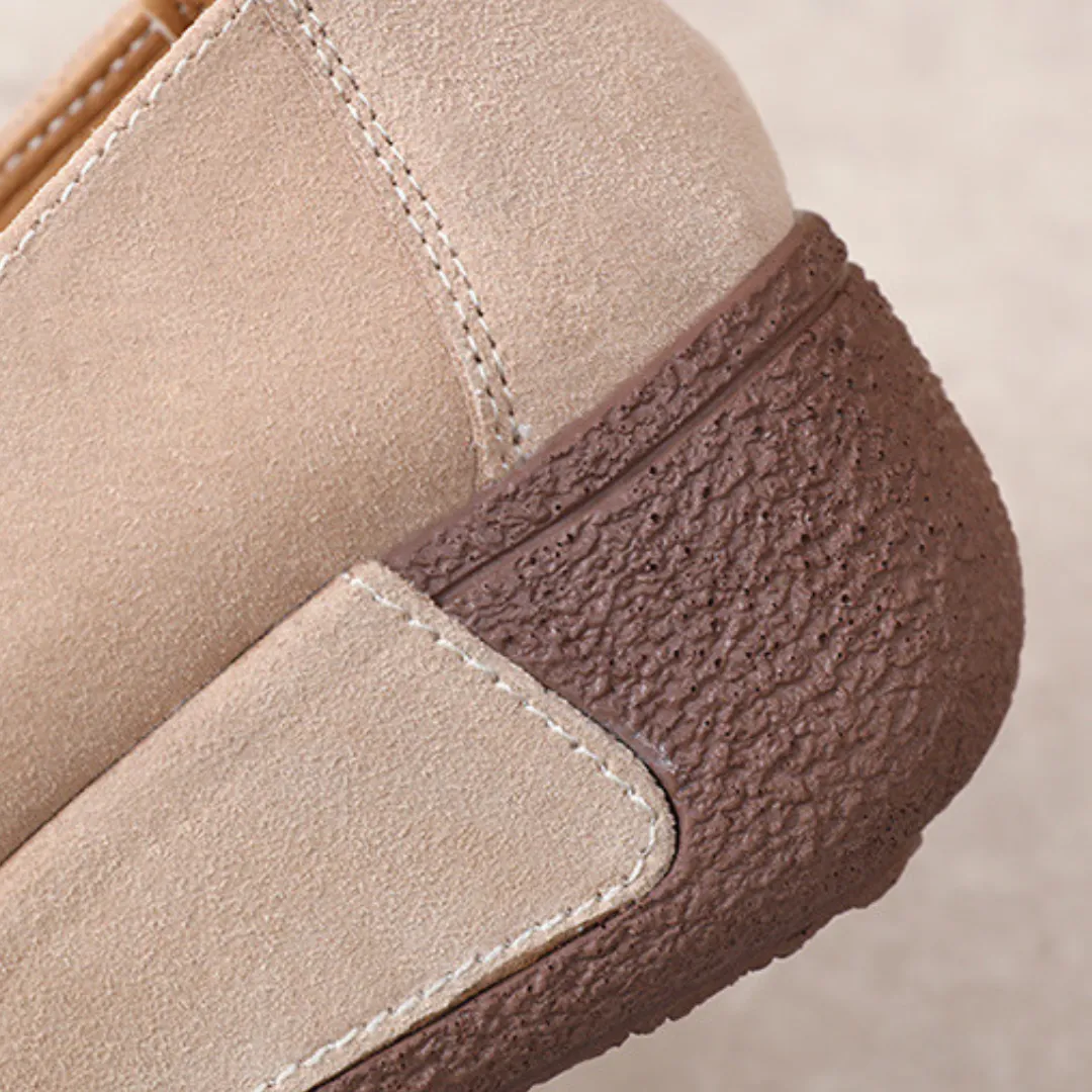 OCW Orthopedic Women Shoes Suede Leather Comfortable Wedge Loafers Embroidered Loafers