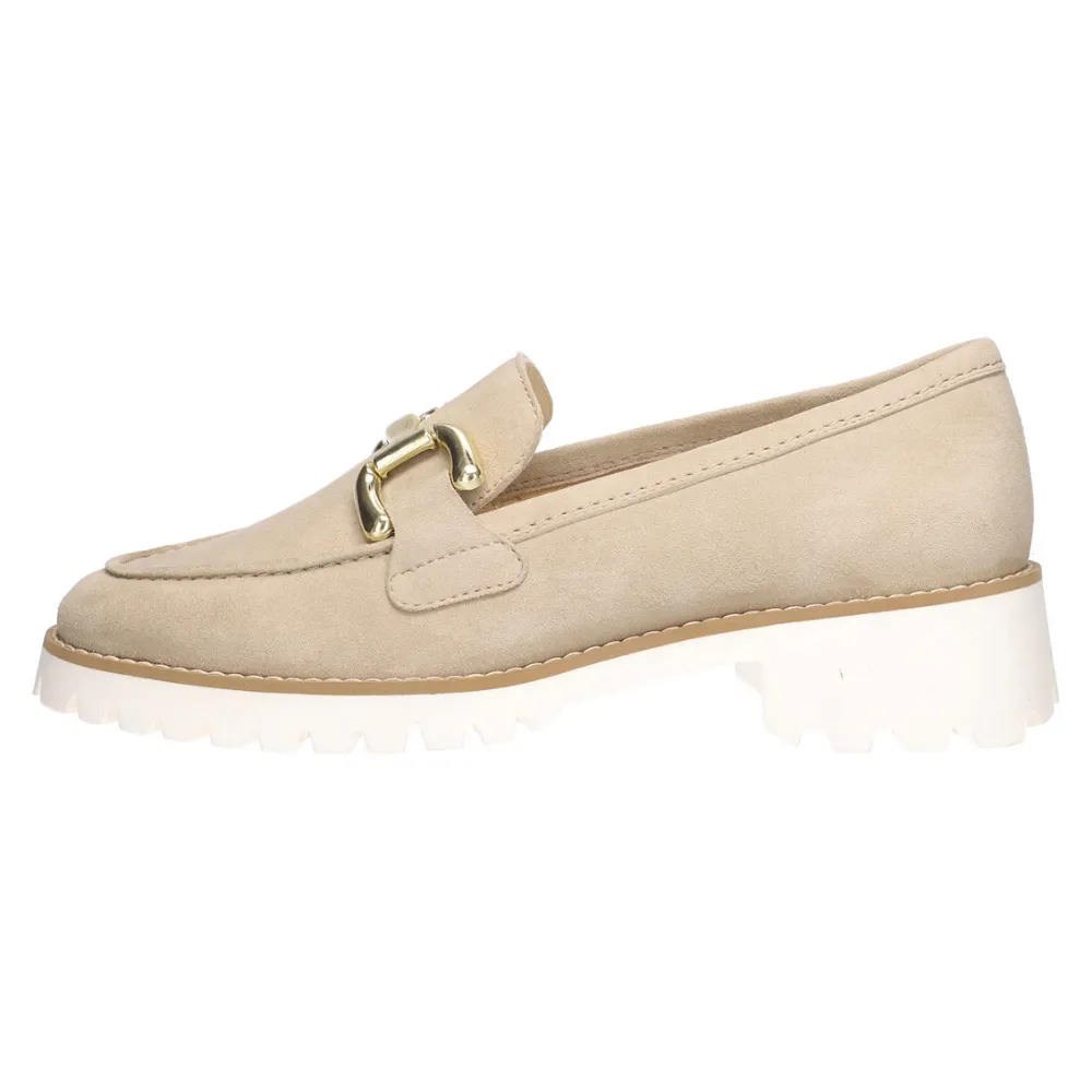 Ara Kiana Buckle Sand Suede Loafer (Women's) Most Comfortable Dress Loafers