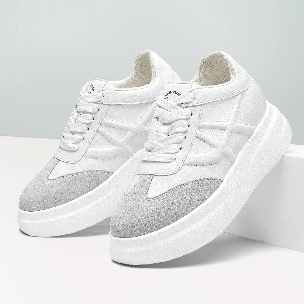 Trump Sells Assassination Sneakers 7 CM / 2.76 Inches CMR CHAMARIPA Elevator Sneakers for Women - Casual White Wedge Sneakers