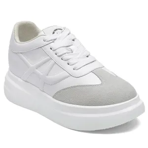 7 CM / 2.76 Inches CMR CHAMARIPA Elevator Sneakers for Women - Casual White Wedge Sneakers Coconut Sneakers