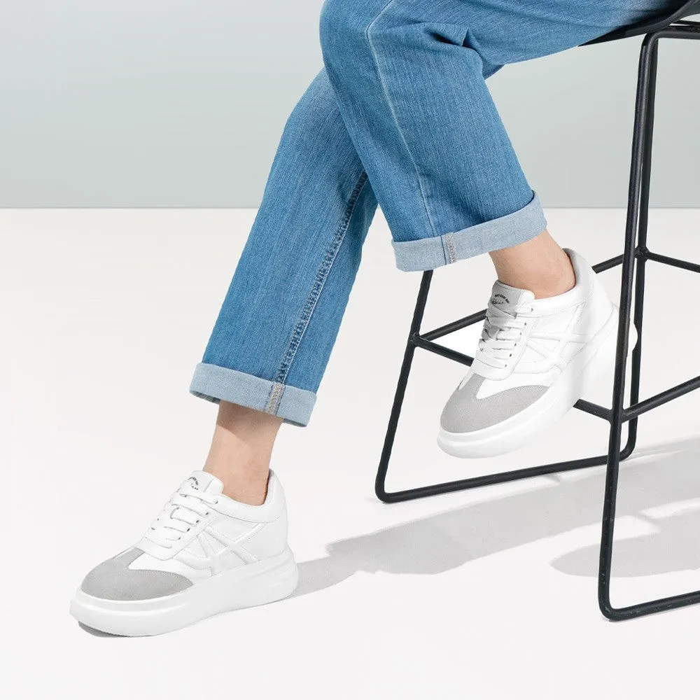 7 CM / 2.76 Inches CMR CHAMARIPA Elevator Sneakers for Women - Casual White Wedge Sneakers Sns Sneakers
