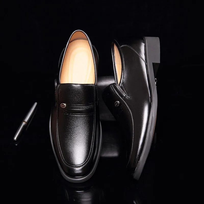 Leather Men Formal Shoes Luxury Brand 2022 Men's Loafers Dress Moccasins Breathable Slip on Black Driving Shoes Plus Size 38-44 Platfrom Loafers