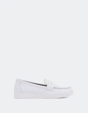 Sperry White Leather Penney Loafers