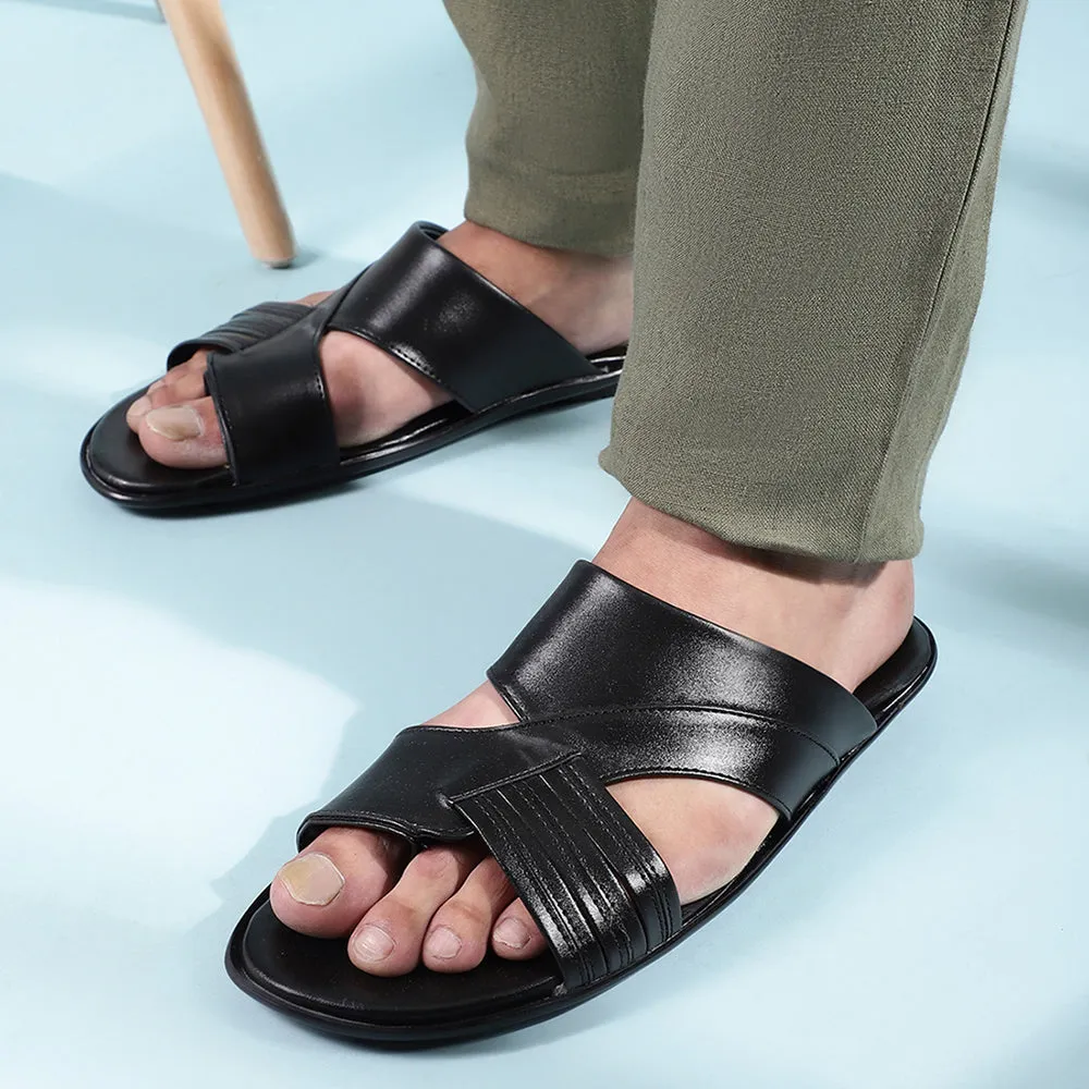 Slippers With Good Cushioning Coolers Black Casual Slipper For Men COOL99-81 By Liberty