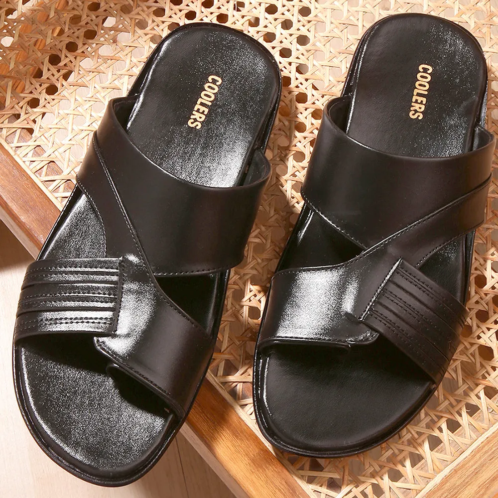 Coolers Black Casual Slipper For Men COOL99-81 By Liberty Name Slippers