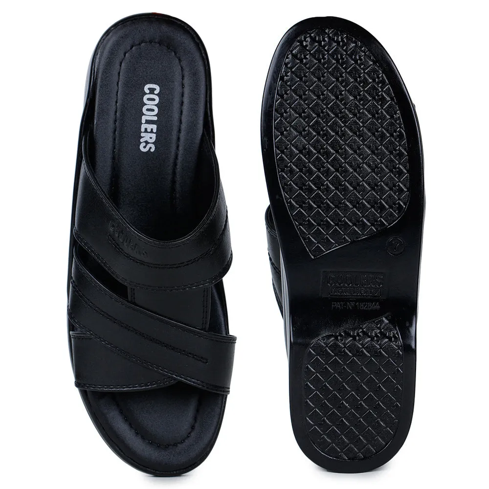 Coolers Casual (Black) Slippers For Men 7123-311 By Liberty Slippers Extra Wide 4e