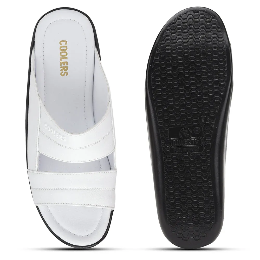 Comfortable  Slides For Walking Coolers Casual Slippers For Men (White) 7193-60 By Liberty