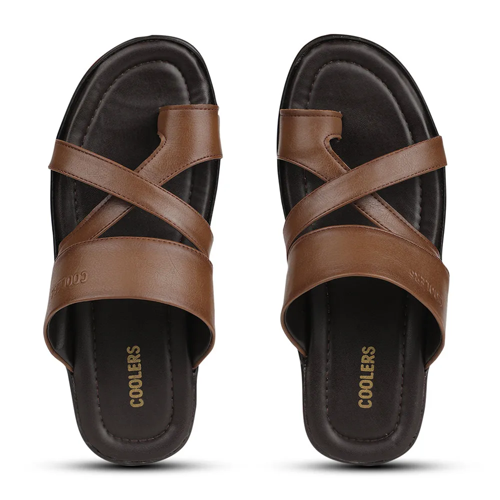 Coolers Tan Casual Slipper For Men ORTIZ-36 By Liberty Checkered Slides