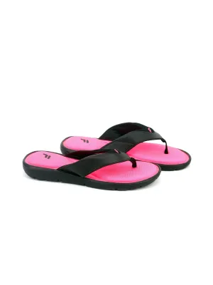 Women's Brand Logo Printed Slippers,Black/Pink Monstera Slippers