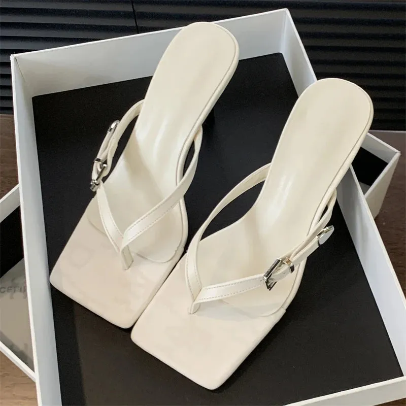 Summer Fashion Clip Toe Buckle Women Slippers Gladiator Party Thins Flip Flops Slides Shoes Low Heel Pumps Flip Flops Replica