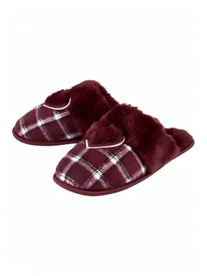 Women's Plaid Slippers,Wine Slides Dupe