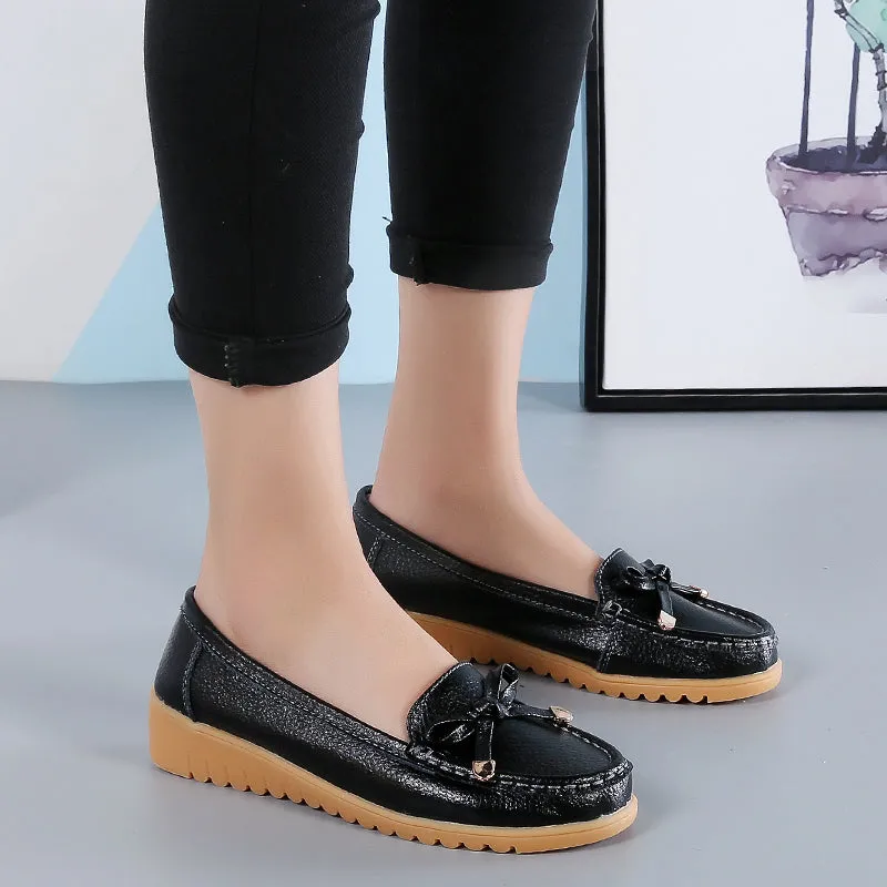 Extra Wide Penny Loafers Flats Women Shoes Genuine Leather Ballet Shoes Woman Flats Loafers Moccasins Breathbale Ladies Shoes