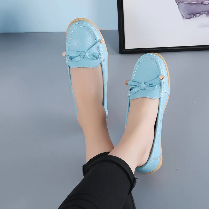 Flats Women Shoes Genuine Leather Ballet Shoes Woman Flats Loafers Moccasins Breathbale Ladies Shoes Styling Loafers