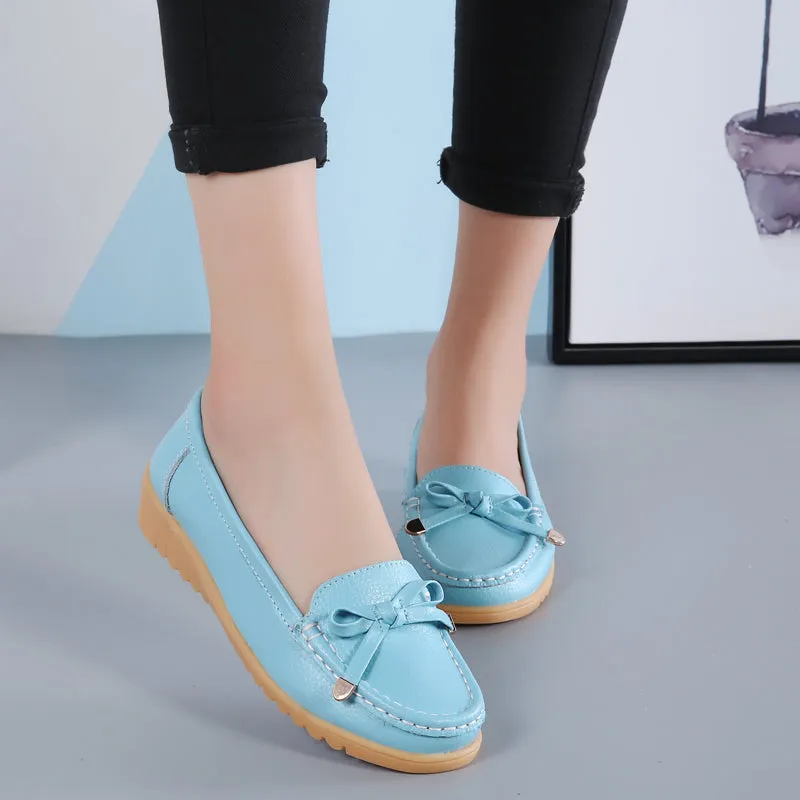 Flats Women Shoes Genuine Leather Ballet Shoes Woman Flats Loafers Moccasins Breathbale Ladies Shoes Thin No Show Socks For Loafers
