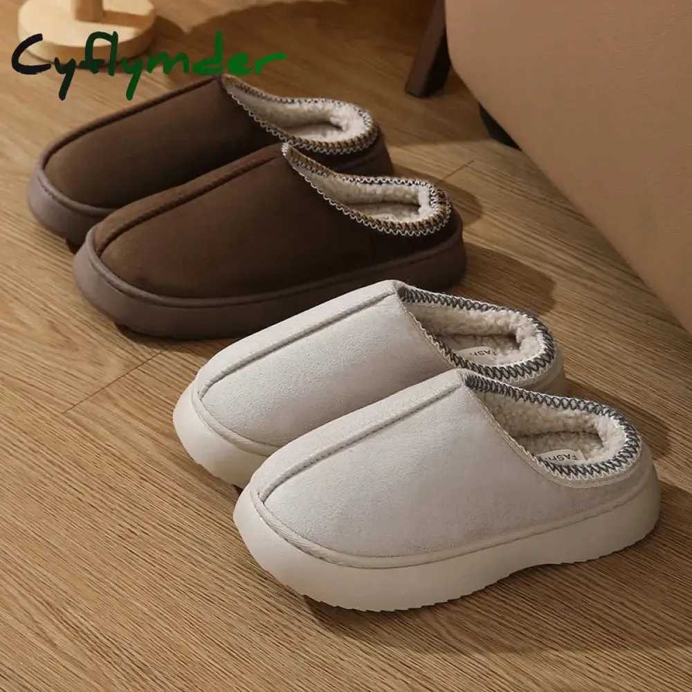 Simba Slippers Cyflymder Trend Furry Plush Thick Sole Slippers 2024 Winter Women's Platform Warm Slides Leisure Home Slip On Cotton Slippers