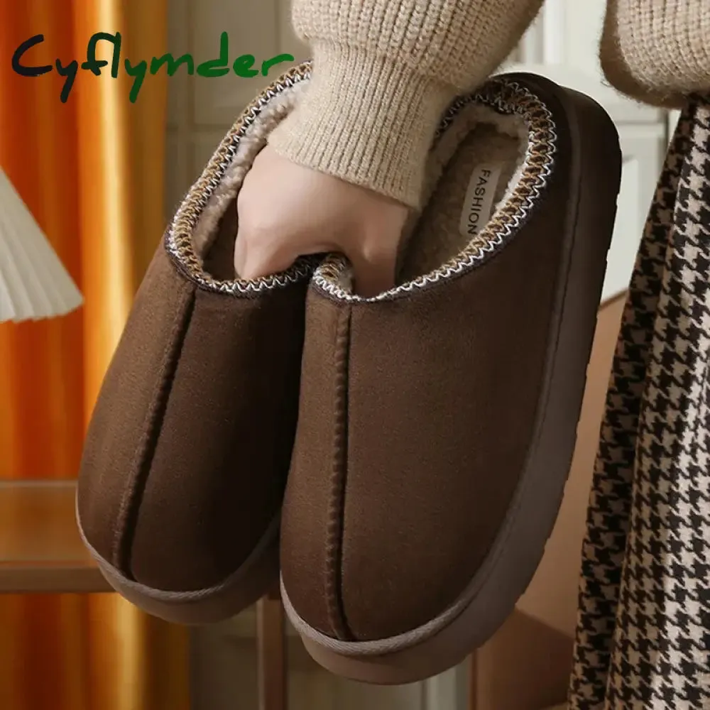 Slides Yeezy Cyflymder Trend Furry Plush Thick Sole Slippers 2024 Winter Women's Platform Warm Slides Leisure Home Slip On Cotton Slippers