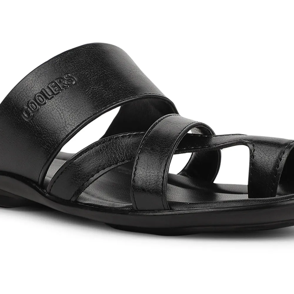 Coolers Black Casual Slipper For Men ORTIZ-36 By Liberty Slippers Flowers