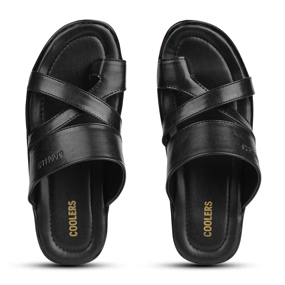 Coolers Black Casual Slipper For Men ORTIZ-36 By Liberty Wash Slippers Rubber Soles
