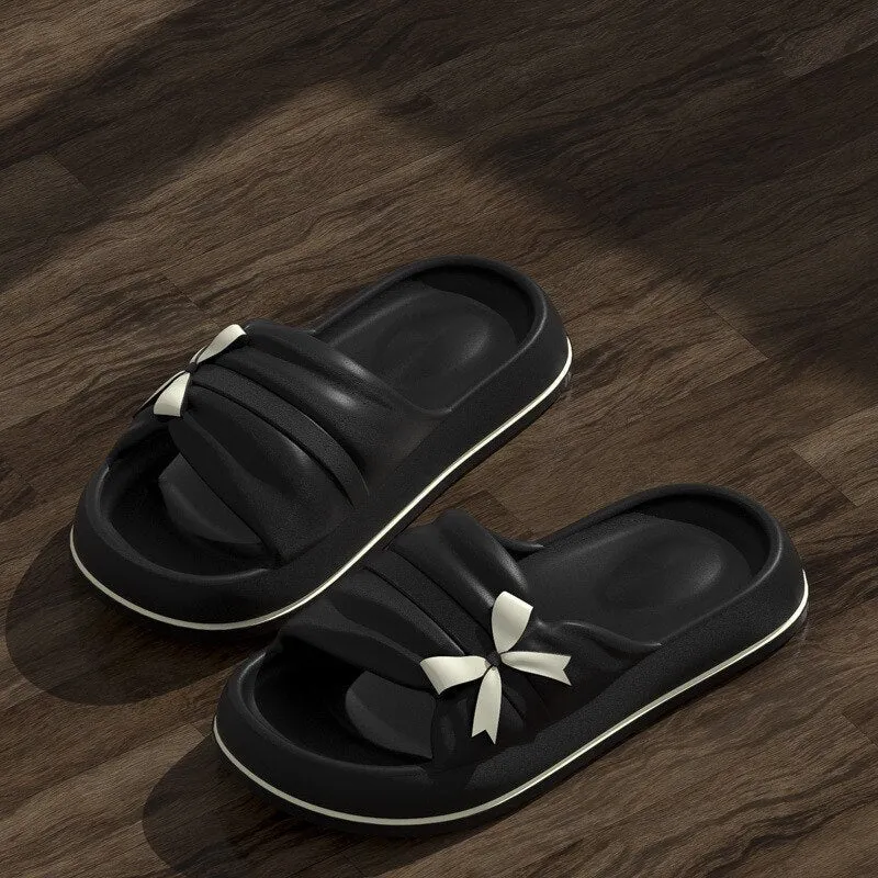 Chicmy Summer Slippers Fpr Women Leisure Shoes Thick Platform Shoes Non-Slip Soft Sole Indoor Home Bathroom Floor Shoes Flat Flip Flops Indoor Slippers Summer