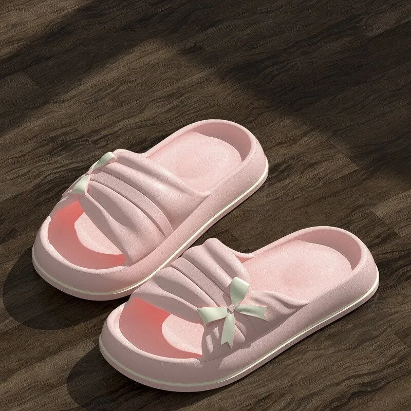 Chicmy Summer Slippers Fpr Women Leisure Shoes Thick Platform Shoes Non-Slip Soft Sole Indoor Home Bathroom Floor Shoes Flat Flip Flops Ffxiv Moogle Slippers
