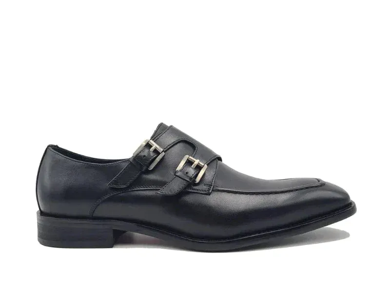 Carrucci  Double Monk Straps Leather Shoe KS509-05 Loafers With A Skirt