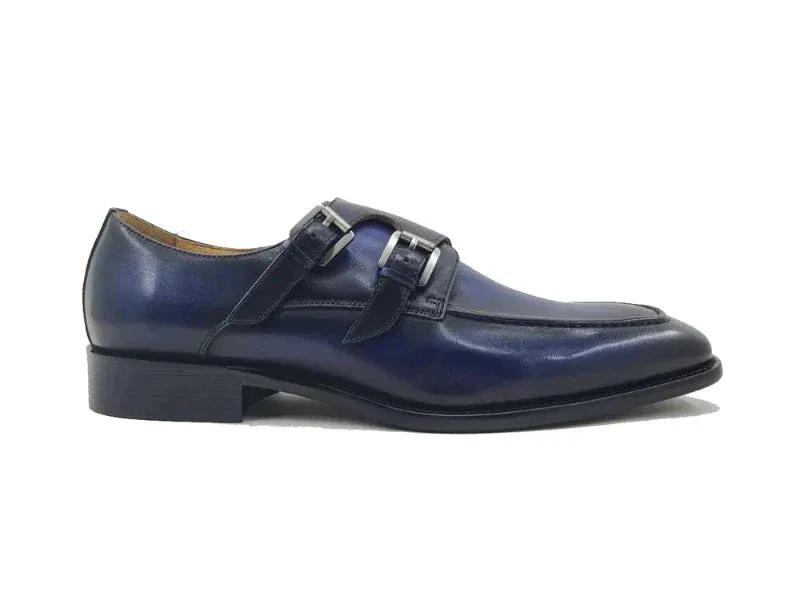 Carrucci  Double Monk Straps Leather Shoe KS509-05 Casual Loafers With Shorts