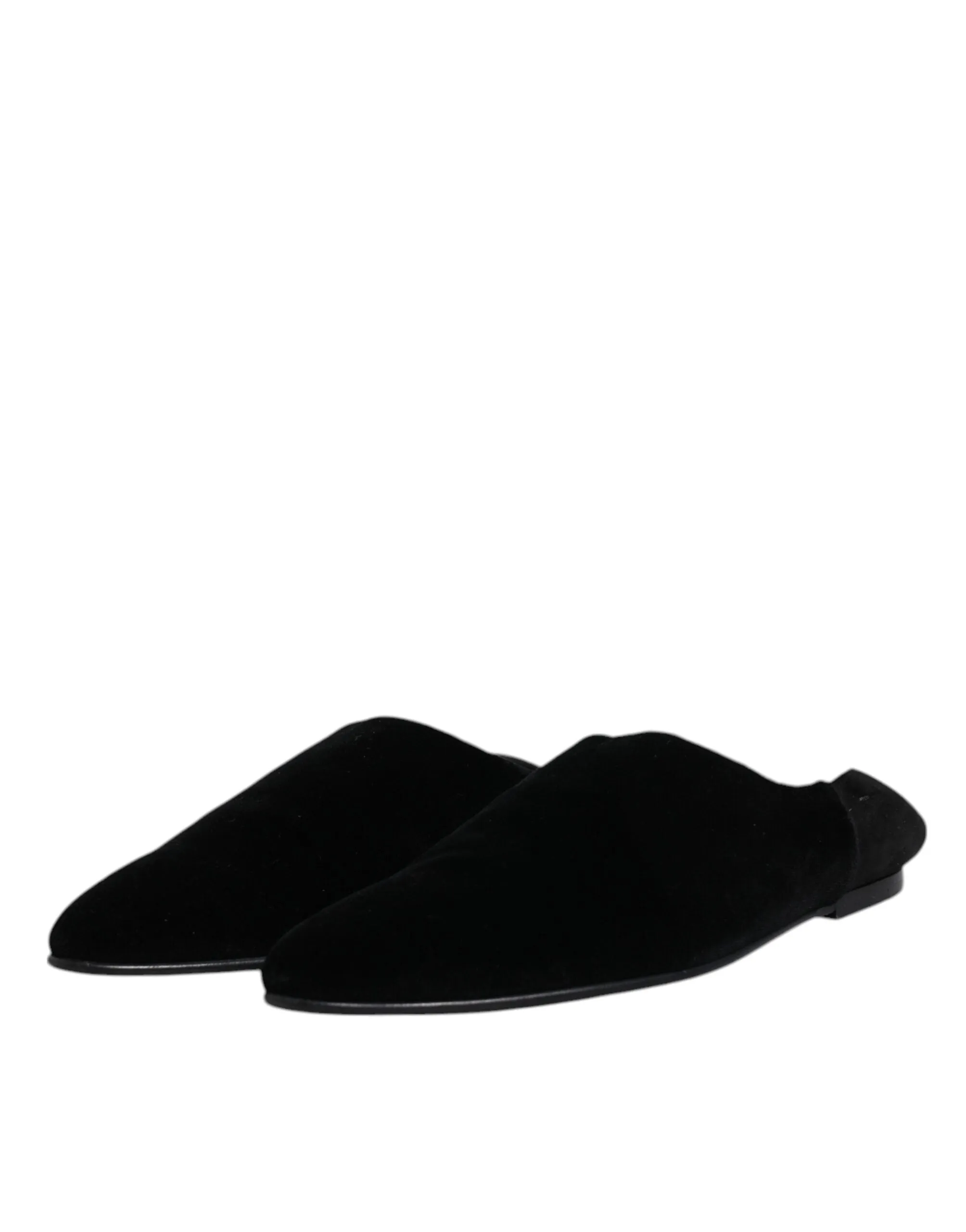 Intentionally Blank Sandals Dolce & Gabbana Black Velvet Slides Flat Slipper Sandals Shoes