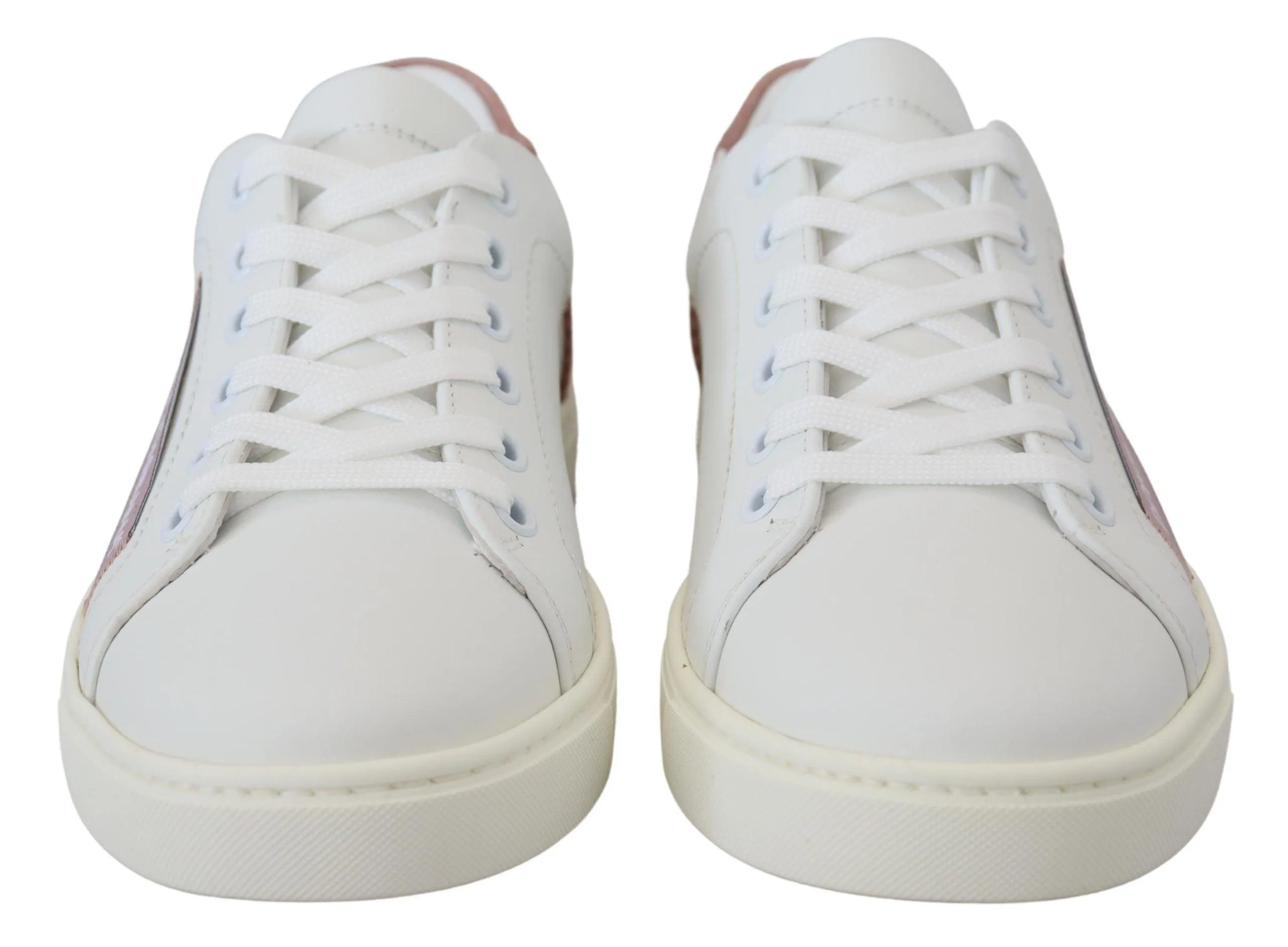 Dolce & Gabbana White Pink Leather Low Top Sneakers Shoes Cumming On Sneakers