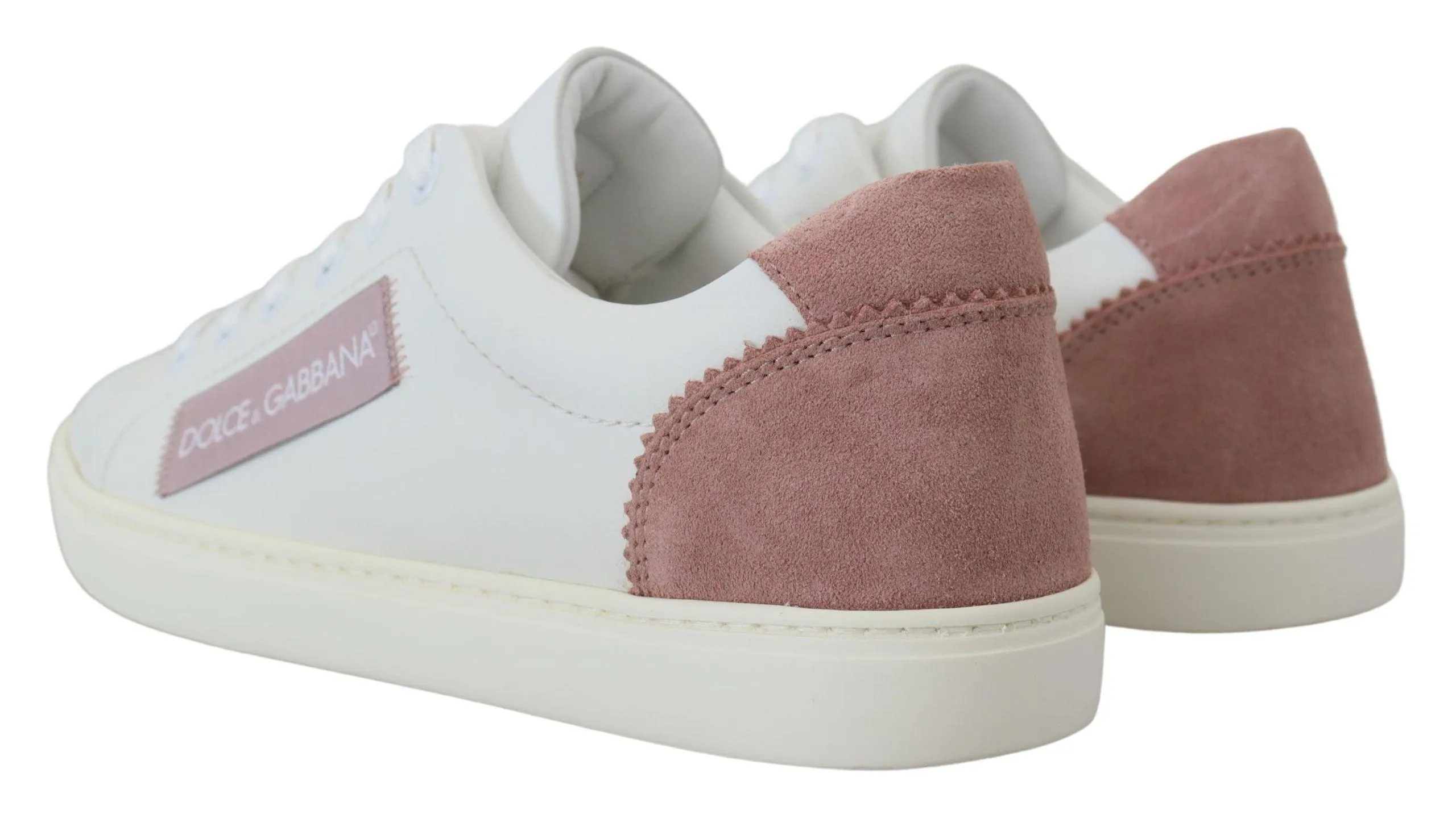Sneakers From Tom Dolce & Gabbana White Pink Leather Low Top Sneakers Shoes