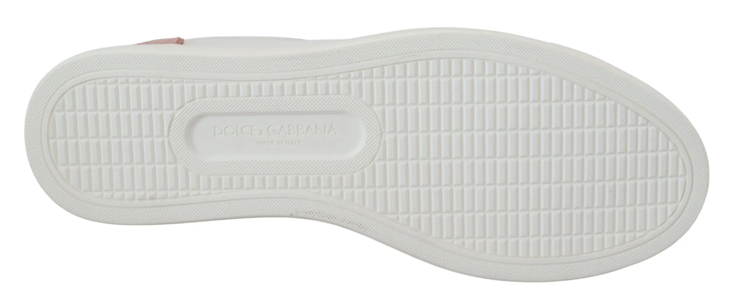 Dolce & Gabbana White Pink Leather Low Top Sneakers Shoes Curry Sneakers