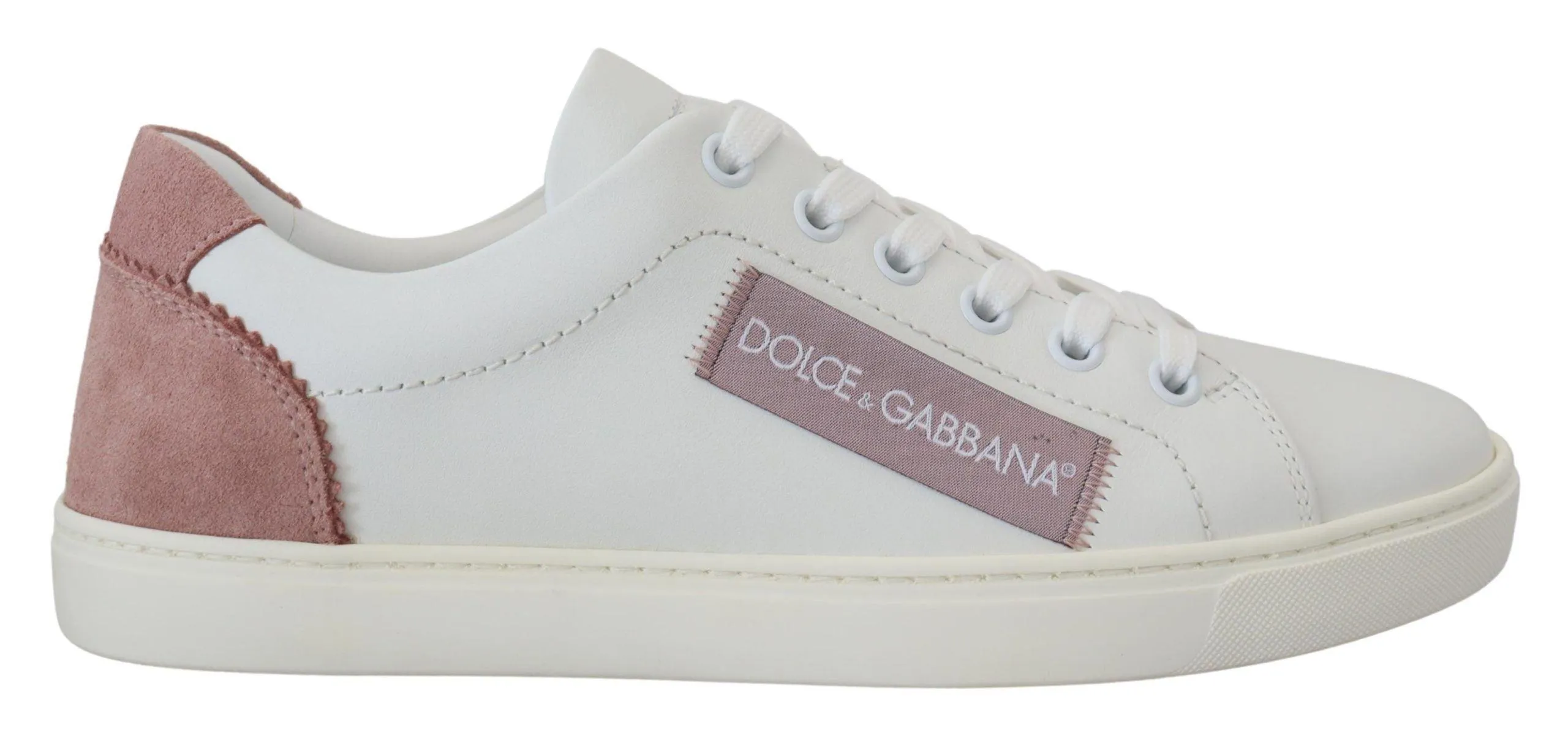 Dolce & Gabbana White Pink Leather Low Top Sneakers Shoes Mk Sneakers Sale