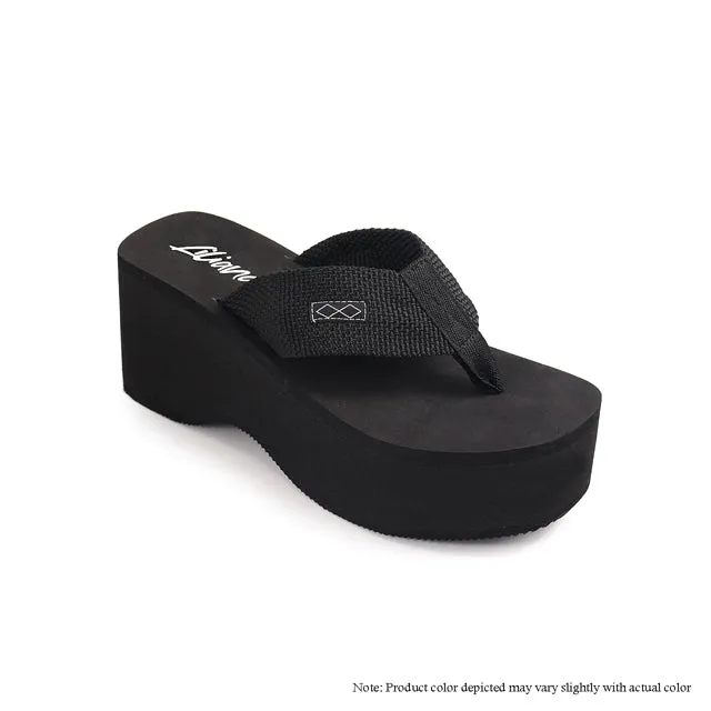 Sandals Grande St Lucian DOSA-1 WEDGE FLIP FLOP - BLACK