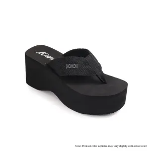 Wedge Sandals Dressy DOSA-1 WEDGE FLIP FLOP - BLACK