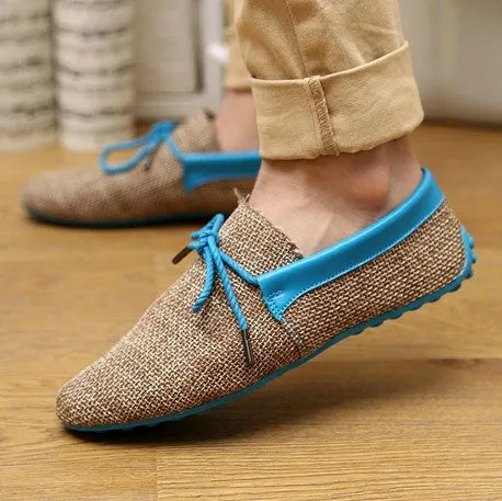 Dropshipping Men Shoes Summer Breathable Fashion Weaving Casual Shoes Soft Lace-up Comfort Men's Loafers Driving Mocassins Loafers Bread Co