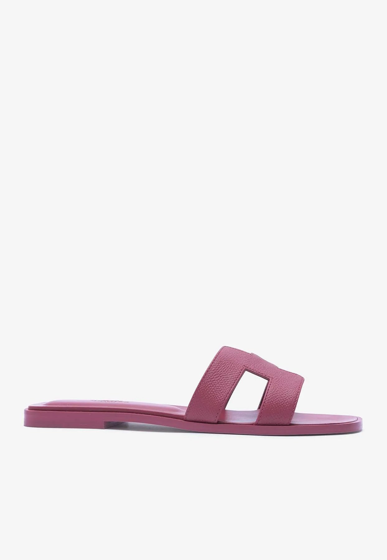 Jason Slippers Oran H Cut-Out Sandals in Rose Magenta Epsom Leather
