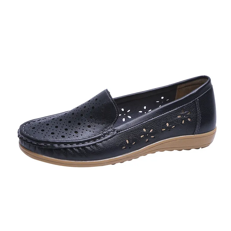 Women Loafers Hollow Out Breathable Anti Slip Flats Shoes Shoes Loafers Leather