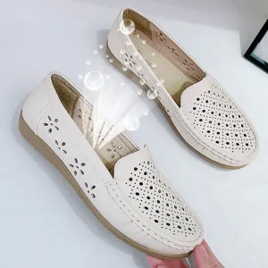 Women Loafers Hollow Out Breathable Anti Slip Flats Shoes Almost Loafers