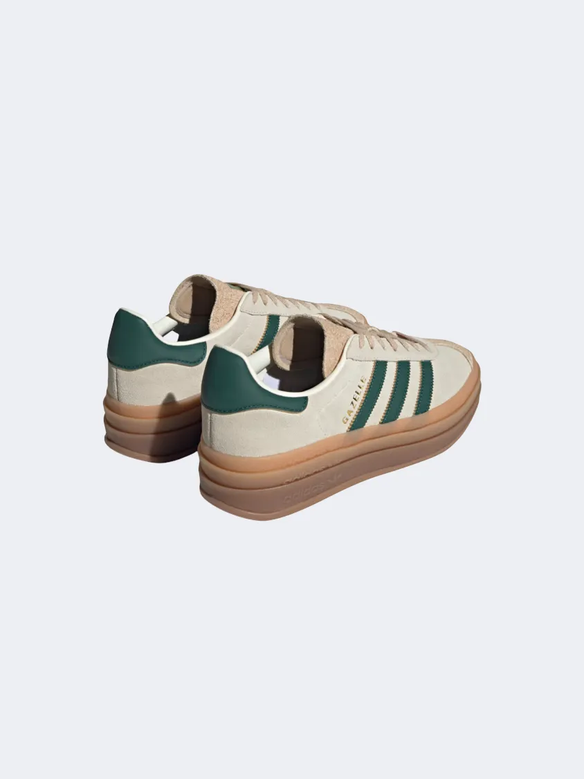 Adidas Gazelle Women Original Shoes White/Green/Beige Don Adidas Basketball Shoes