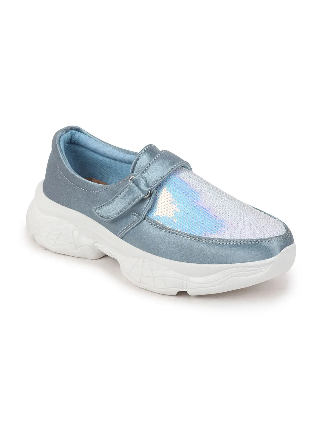Women Sky Blue Stylish Slip On Sneakers All Designer Sneakers
