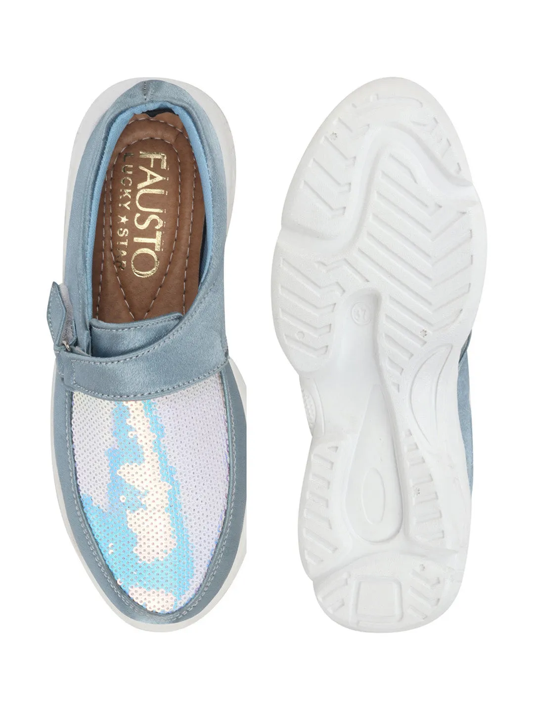 Women Sky Blue Stylish Slip On Sneakers Dc Slip Sneakers