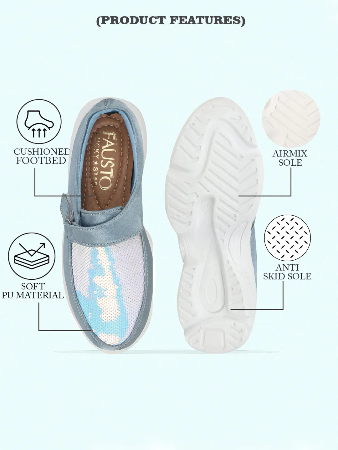Design Your Own Sneakers Women Sky Blue Stylish Slip On Sneakers