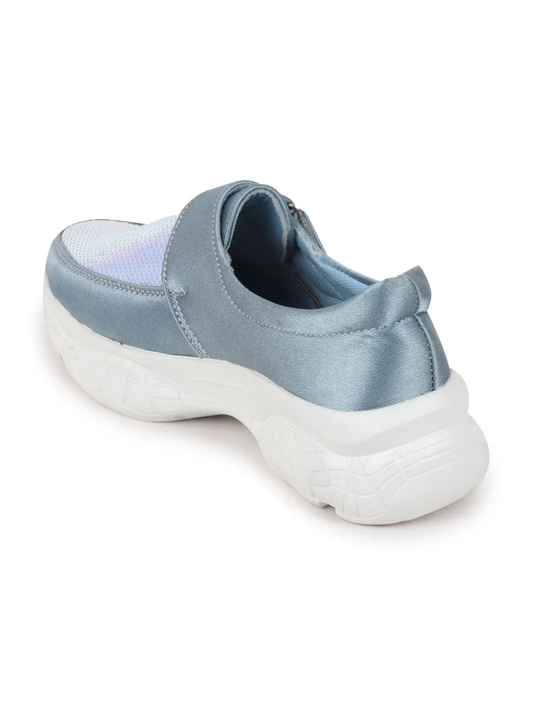 Women Sky Blue Stylish Slip On Sneakers Best Sneakers For Healthcare Workers