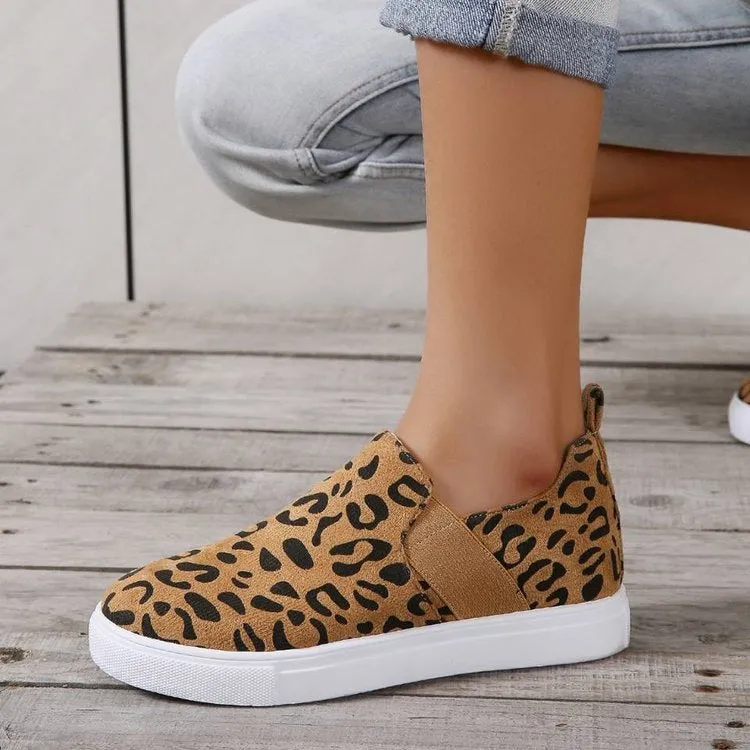 Loafers With Sweatpants Leopard Loafers Women Elastic Band Design Casual Flat Shoes