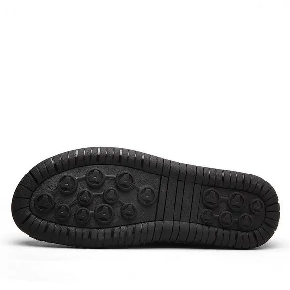 Men Hand Stitching Zipper Slip-ons Leather Shoes Slip On Sport Sandals