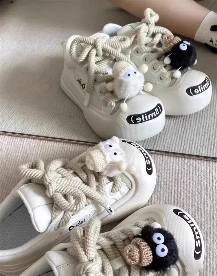 binfenxie Thick Soled Round Toe Cute Decorative Board Shoes with Breathable Mesh Comfortable and Versatile Casual Sports Shoes Sneakers On Line