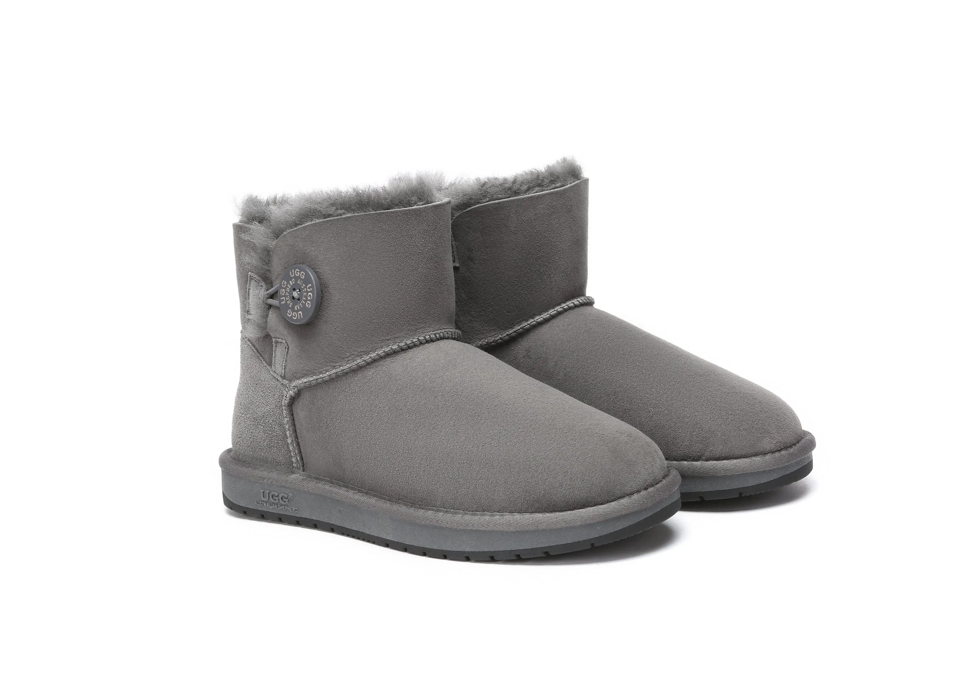 AUSTRALIAN SHEPHERD UGG Boots Double Face Sheepskin Wool Mini Button Polygonatum Ruby Slippers