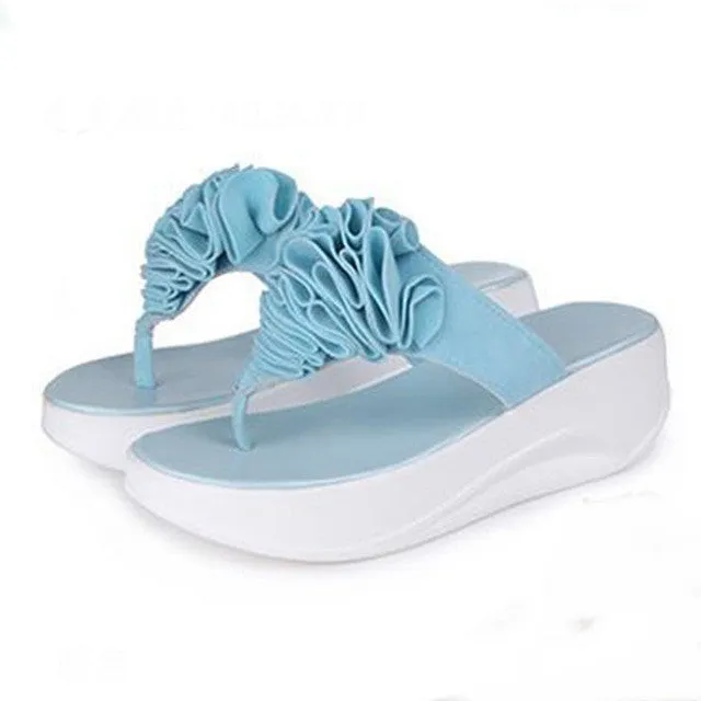 flower brand quality leisure woman sandals slippers summer fashion wedge shoes beach flip flops women shoes size 35-39 WA0203 J Bay Iii Flip Flops